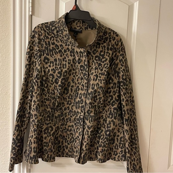 Lane‎ Bryant Blazer Leopard Print Brown and Black Womens Sz 20 - Picture 2 of 7